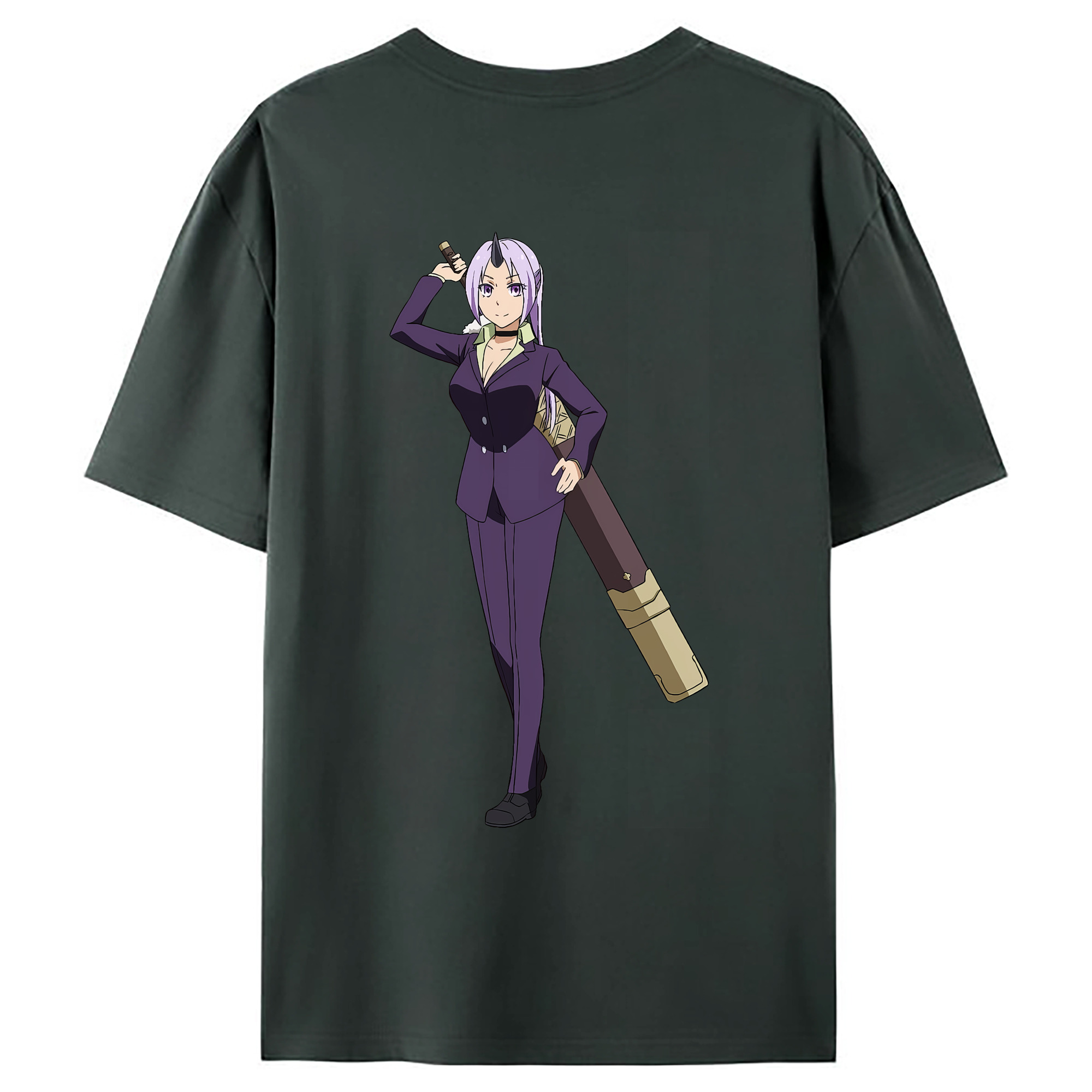 （画像用） 転スラ Regarding Reincarnated to Slime 綿100％ メンズ半袖Tシャツ（バックプリント） 通気性